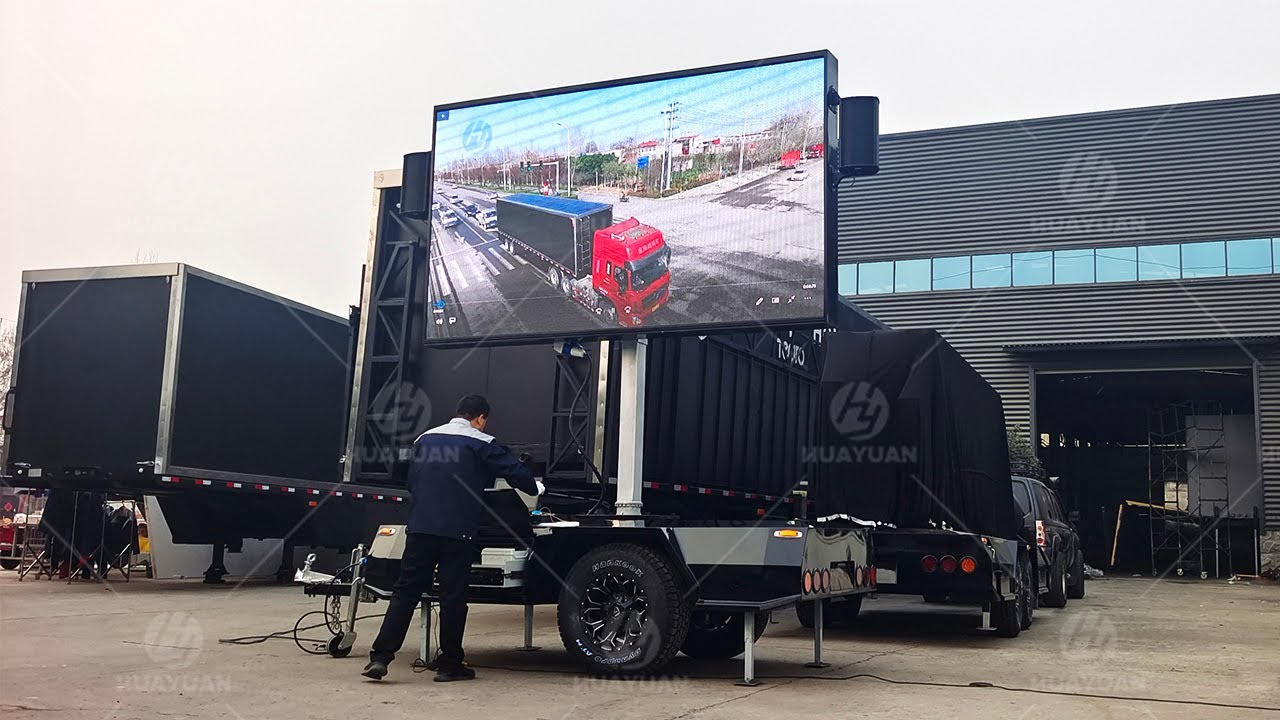 LED display billboard trailer is manufactured by HUAYUAN Mobile Stage Truck Trailer manufacturer