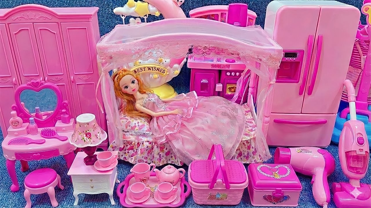 13 Minutes Satisfying with Unboxing Barbie Princess Pink Kitchen,Rock Bed Play Set Review Toys｜ASMR