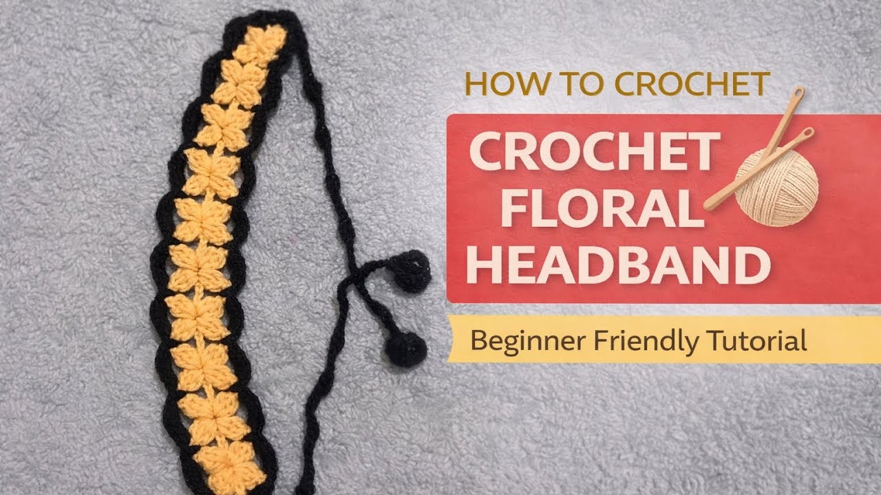 Crochet Floral Hairband for Beginners Step by Step Tutorial 