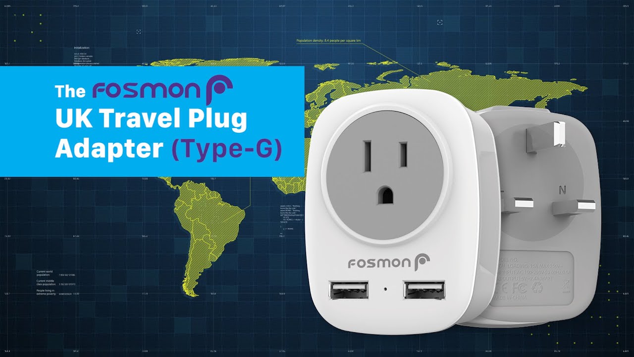 UK Travel Plug Power Adapter (US to UK, Ireland, Cyprus, Malta, Malaysia, Singapore, Hong Kong)