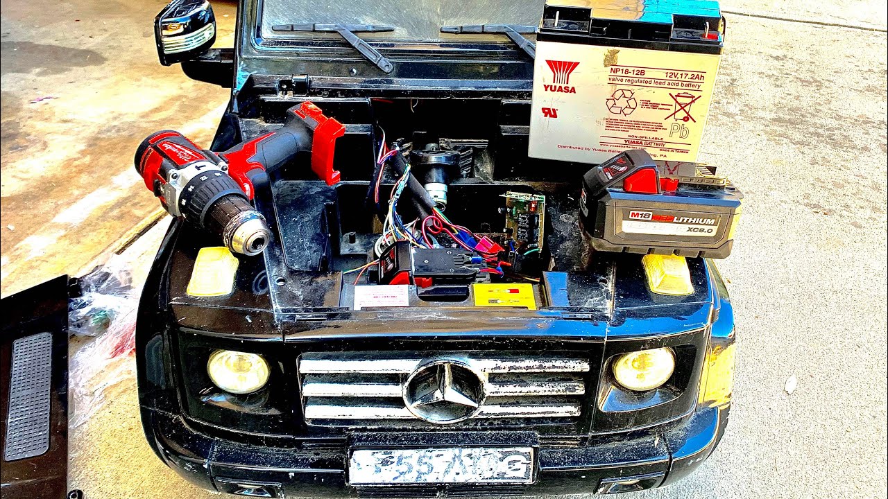 Conversion de 12v a 18v carro eléctrico para niños con batería Milwaukee M18 @El Chano Jose