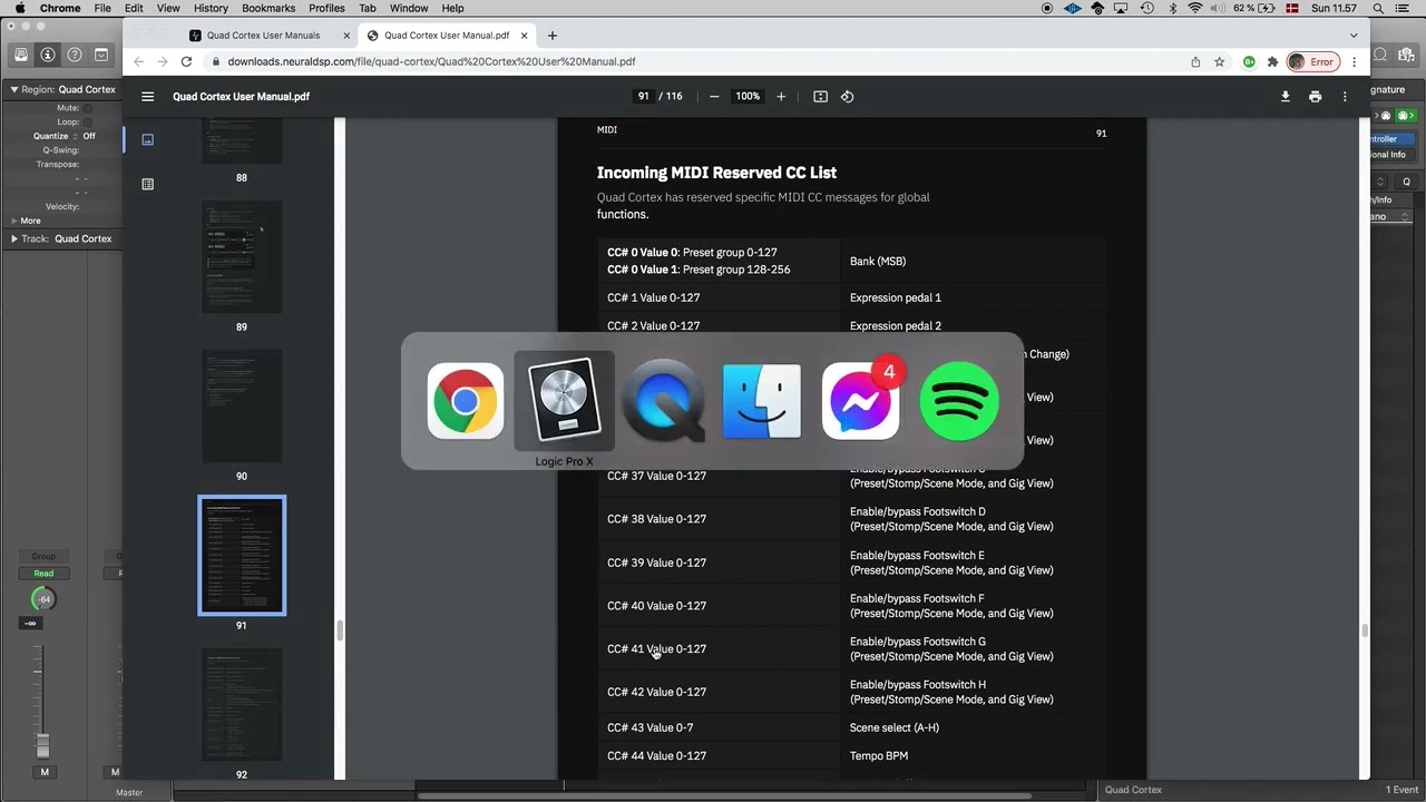 Control QUAD CORTEX from Logic Pro