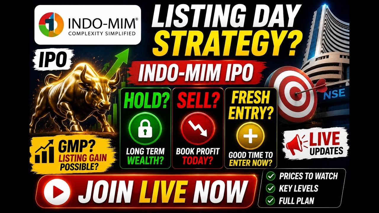 Indo-MIM IPO Listing Day Strategy LIVE | Hold, Sell or Fresh Entry? | GMP & Listing Gain Analysis