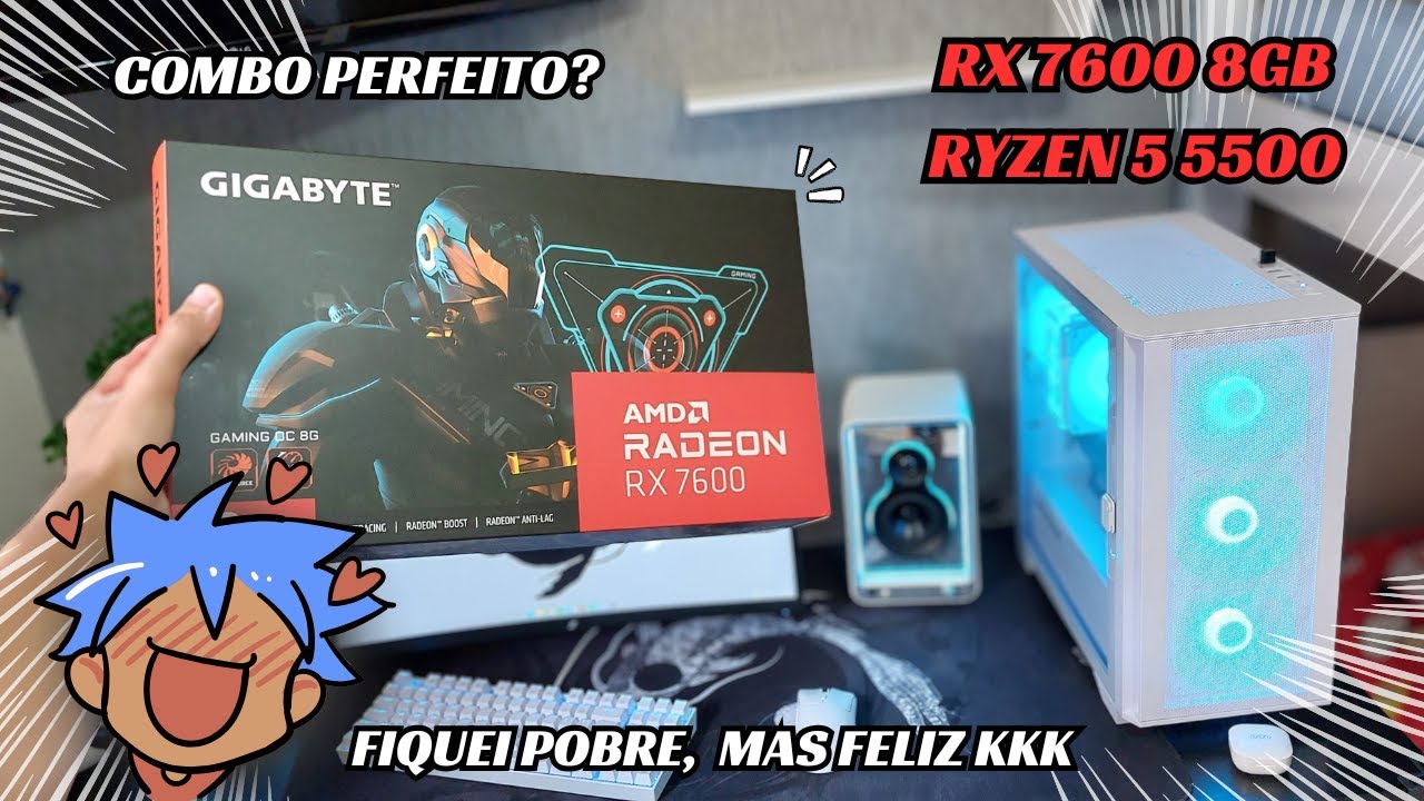 COMPREI UMA RX 7600 GAMING OC 8GB NO MÊS DE BLACK FRIDAY, SONHO REALIZADO! 💙- (review e unboxing)