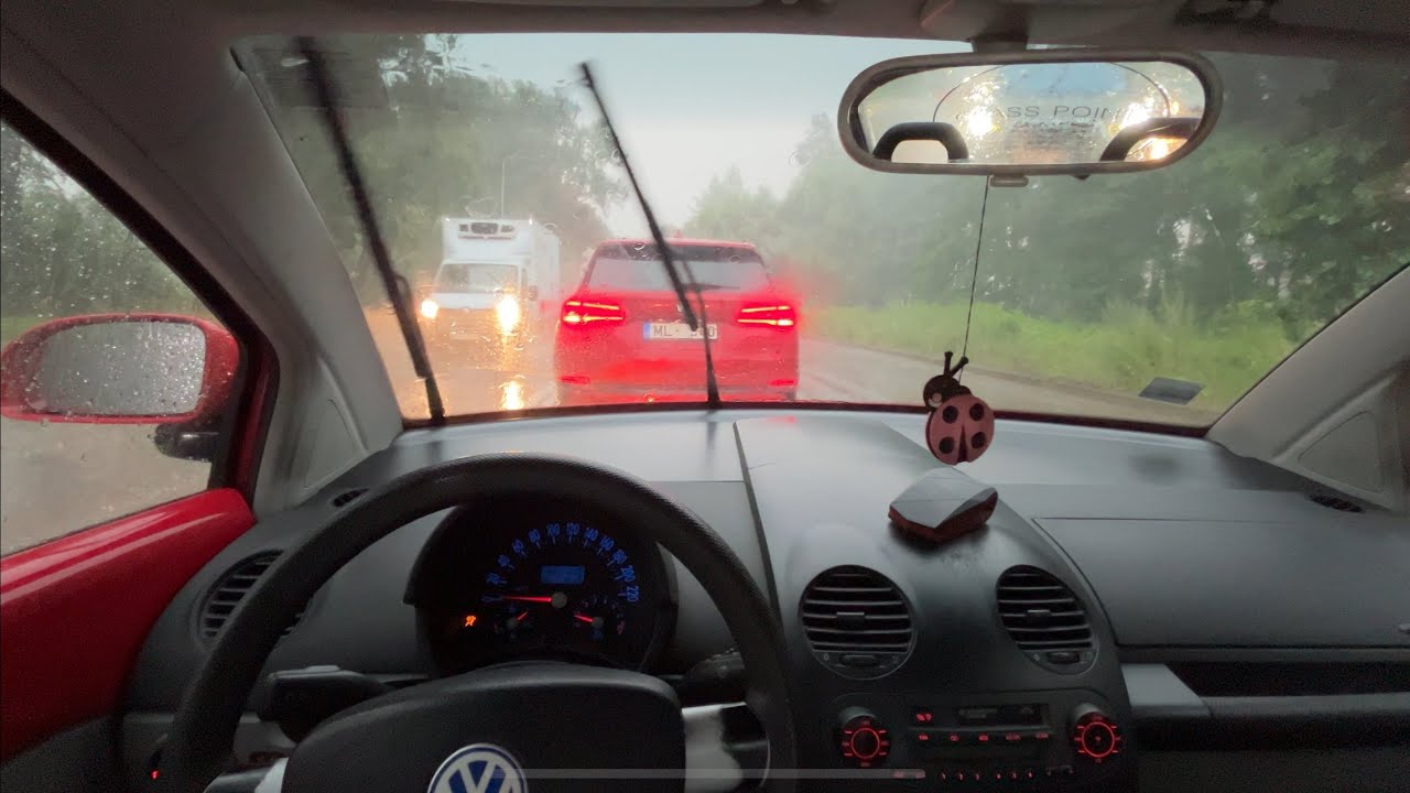 VW New Beetle 2001 | POV Drive in a Heavy Thunderstorm