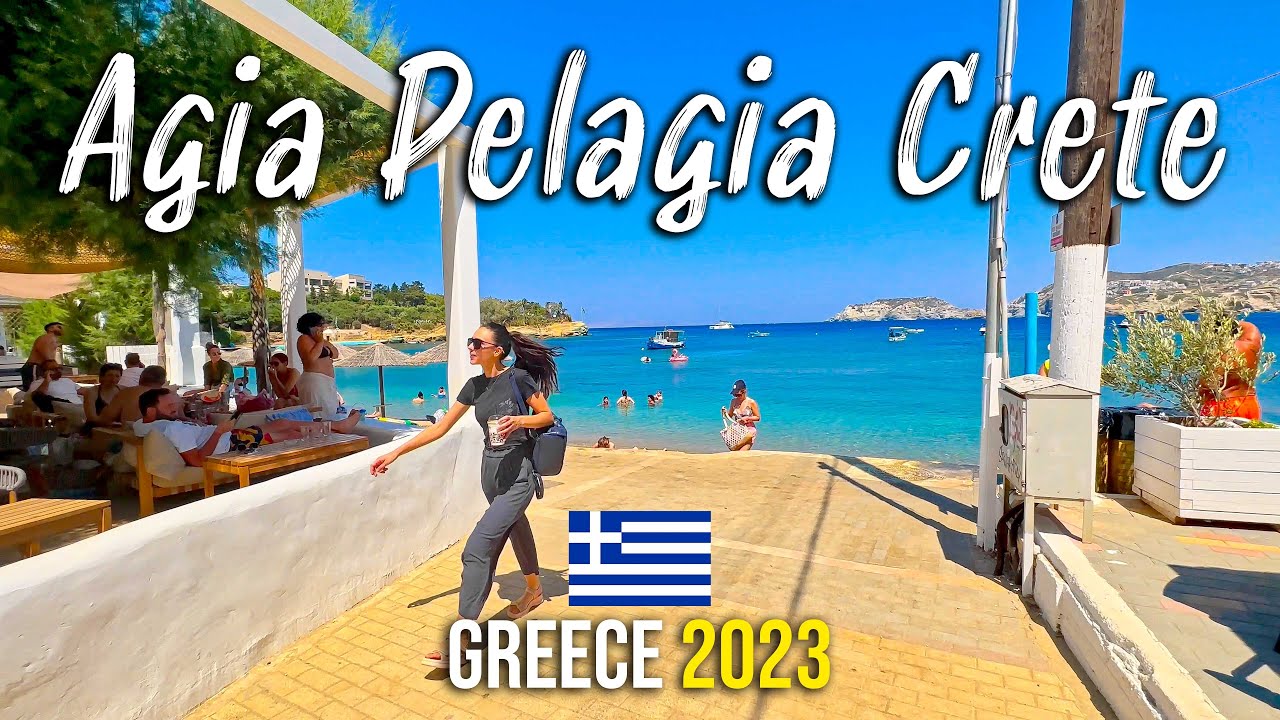 Agia Pelagia, Crete, walking tour 4k, Kreta, Greece 2023
