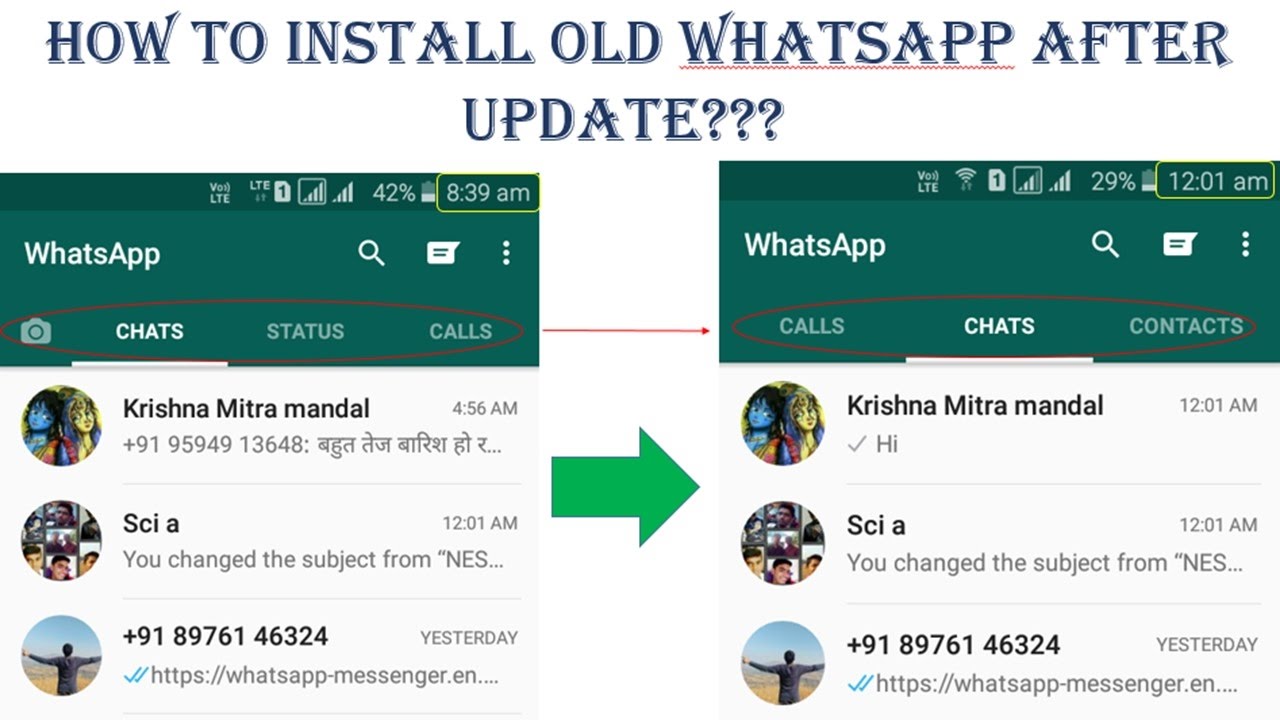 How to download old whatsapp version on andriod without loosing chats (worst whatsapp updates)