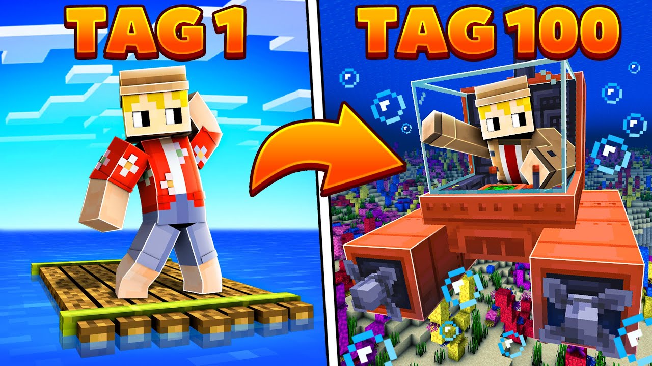 Ich habe versucht 100 Tage in einer Minecraft MEERES Welt zu &uuml;berleben!