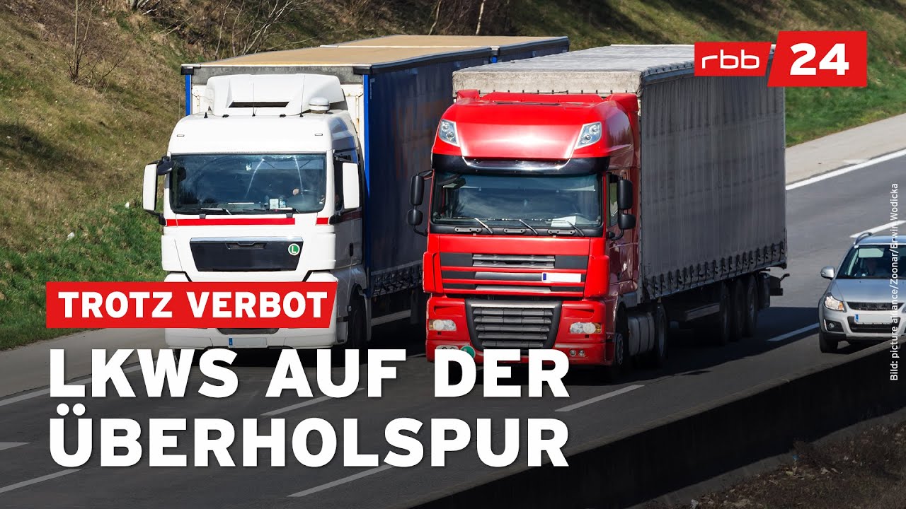 Polizei kontrolliert Lkws auf Überholspur