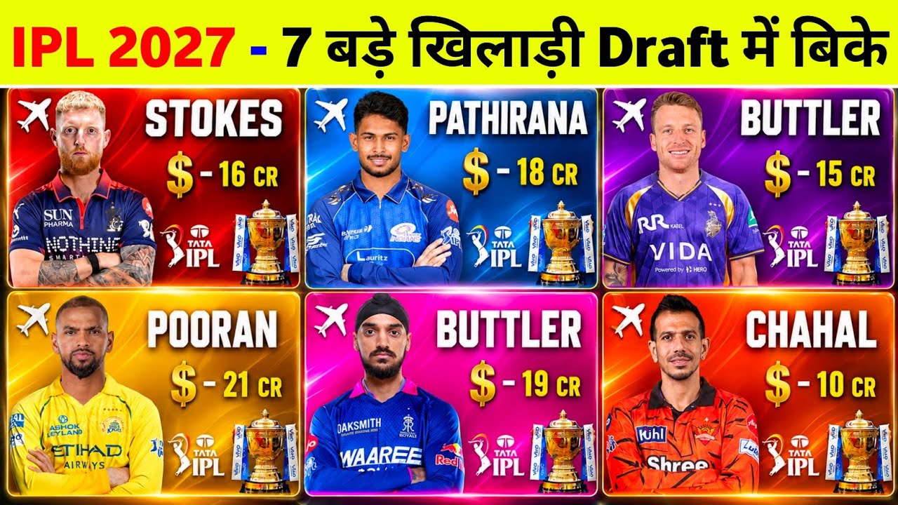 IPL 2027 - 7 Big Players Draft Before Mini Auction | Ben Stokes IPL Team 2027