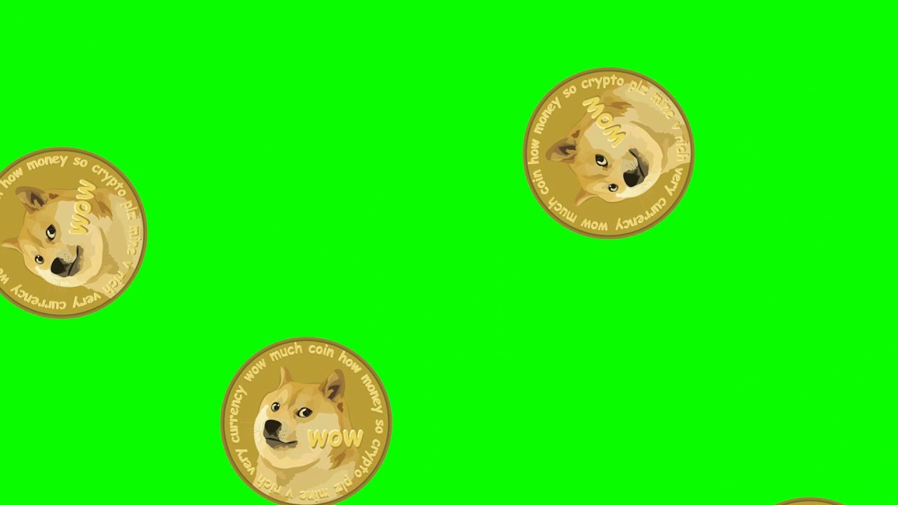 DOGECOIN! Doge Meme Coins Crypto currency falling animation on green screen - VFX for video Editing