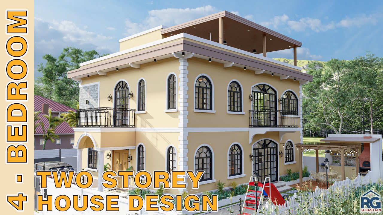 4-Bedroom Two Storey House Design with Roof Top #architecture #interiordesign #home
