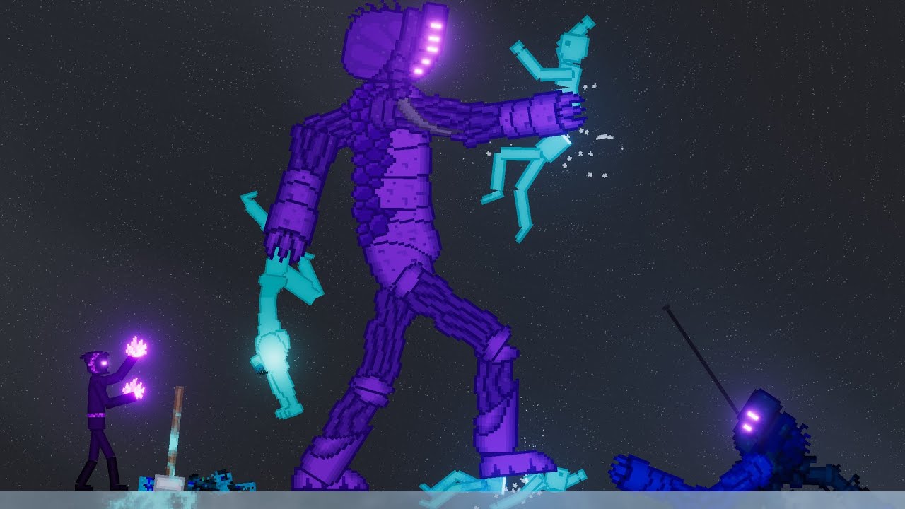 Ice Humans Fight Against Purple Giant In People Playground