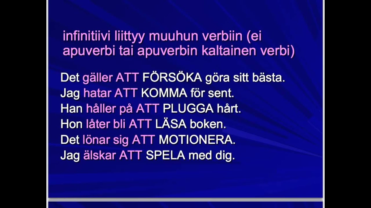 Infinitiivin käyttö ruotsin kielessä