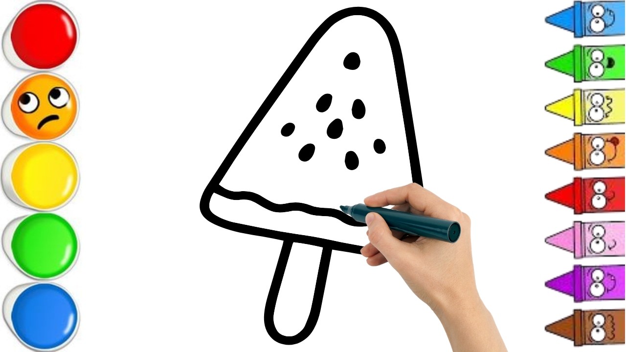 How To Draw cute ice cream . Easy Drawing, Painting & Coloring For Kids and Toddlers_🌈🎨