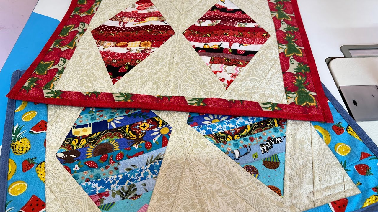 Patchwork bloco Diamante - jogo americano #retalhos