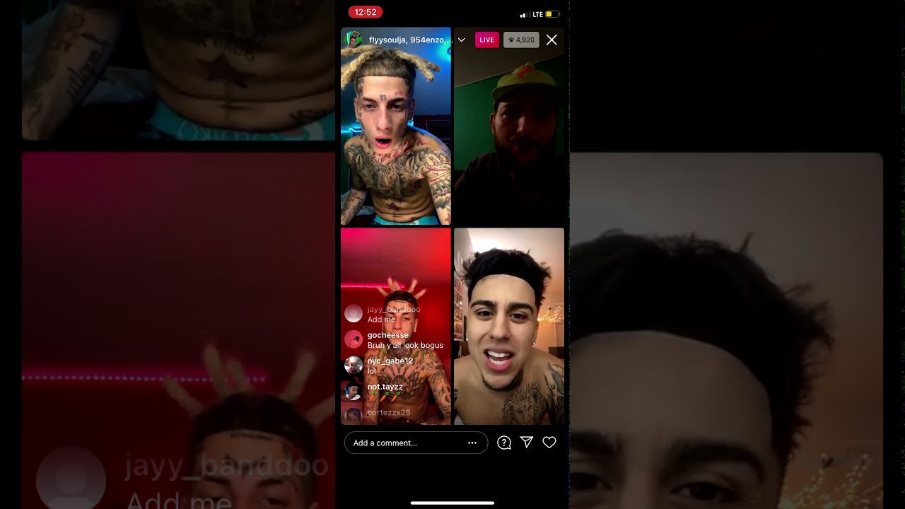 954 Enzo greenhat redd4x and flyysoulja all on live together!😂😂