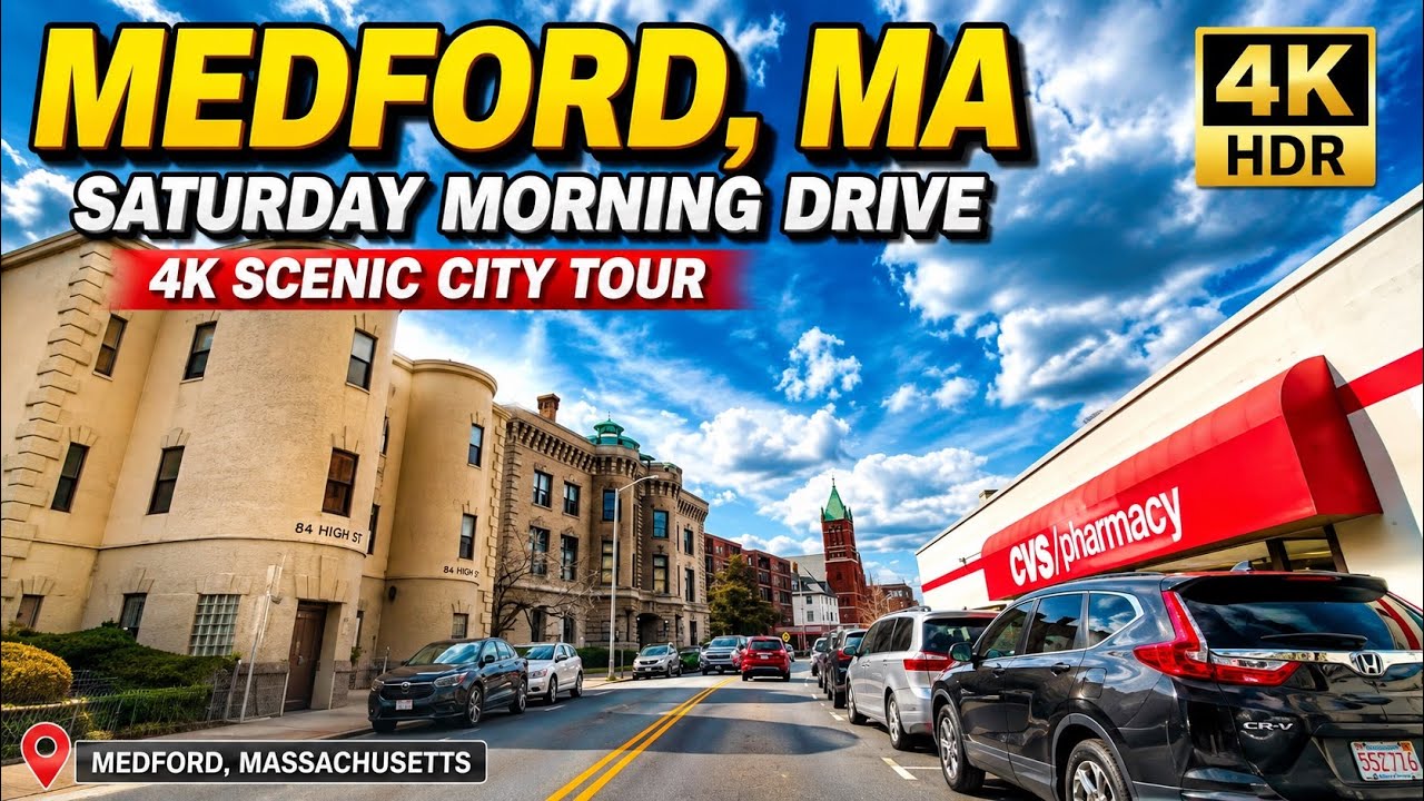 Saturday Drive in Medford Massachusetts | 4K Scenic City Tour &ndash; 3/28/26