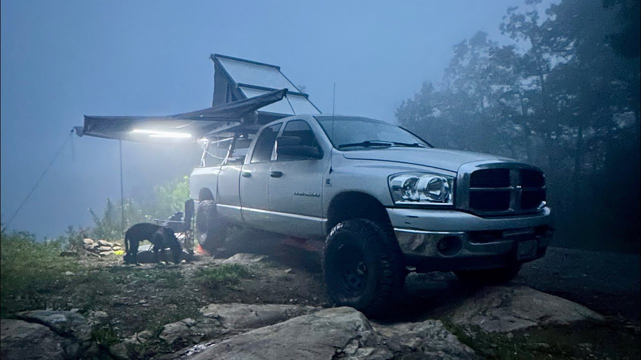 Solo Truck Camping in the CLOUDS | Old NC 105 | ASMR | 4K