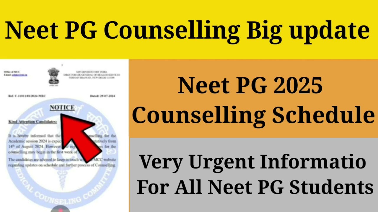 Neet PG Counselling 2025 🔥 Breaking news latest Update | MCC Official Update | Neet PG 2025
