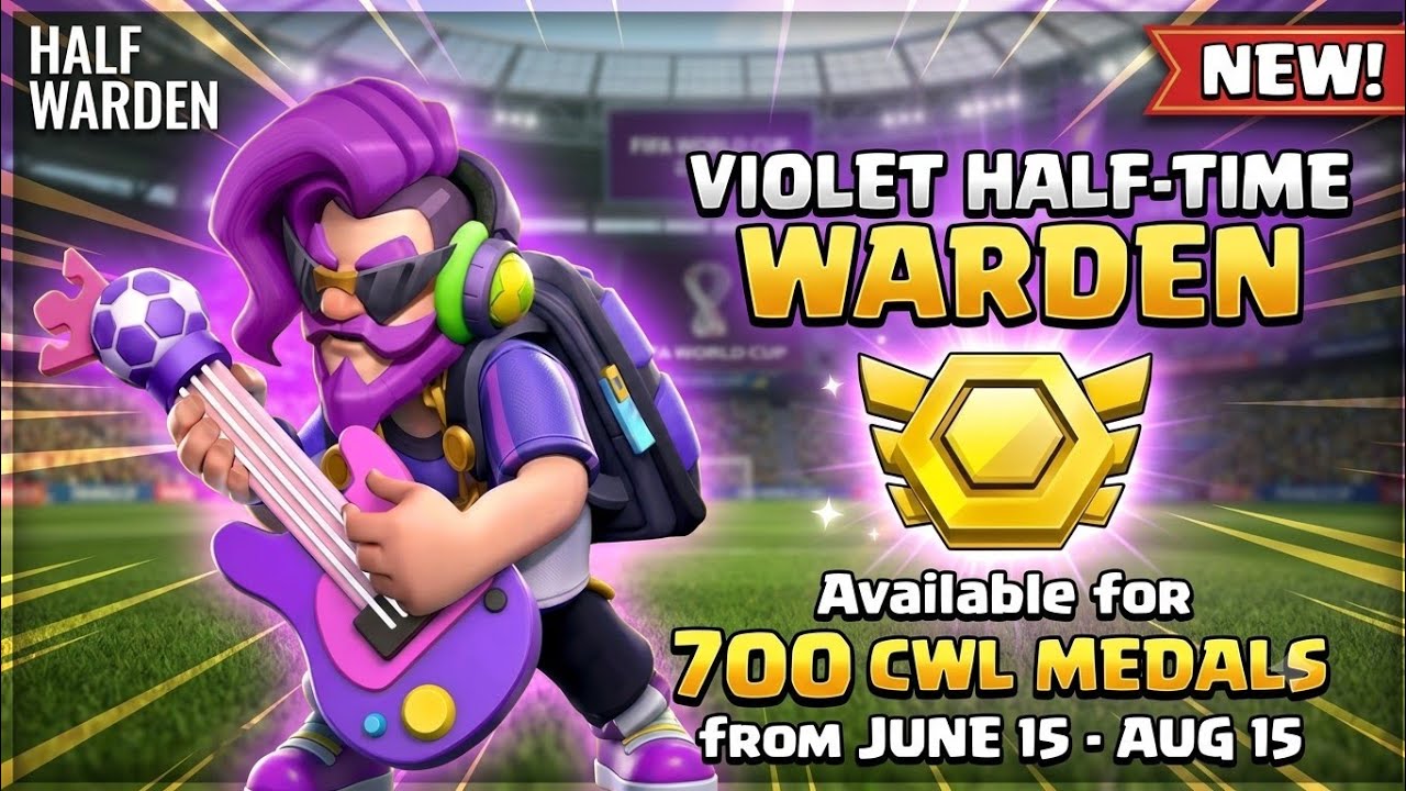 NEW Violet Half-Time Warden Skin Review! Worth Your CWL Medals? 🏆 Clash of Clans 2026