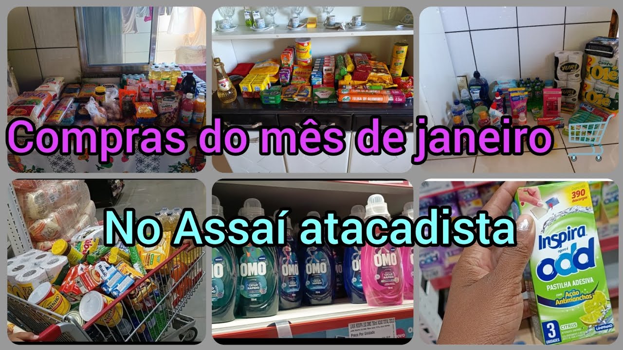 Compras do mês de janeiro 🛒|No Assaí Atacadista✨|primeira compra do Ano💳