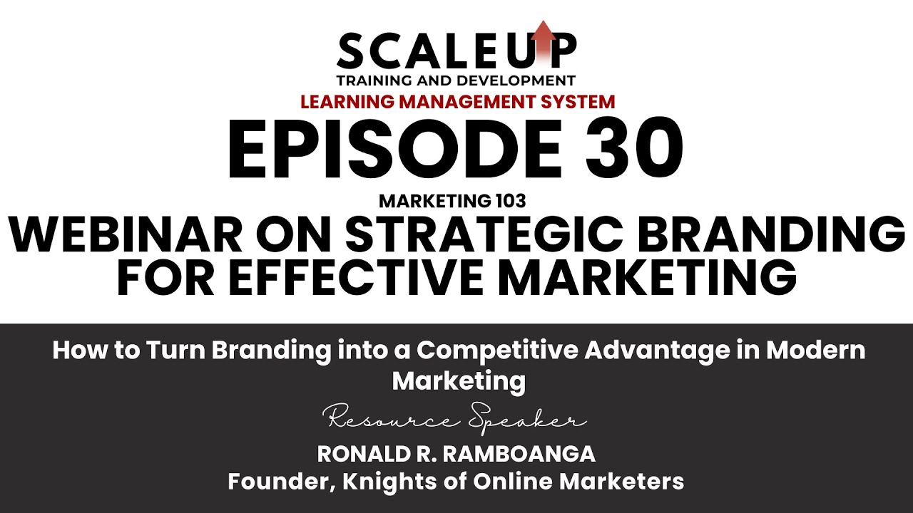 Episode 30 - Marketing 103: Webinar on Strategic Branding for Effective Marketing
