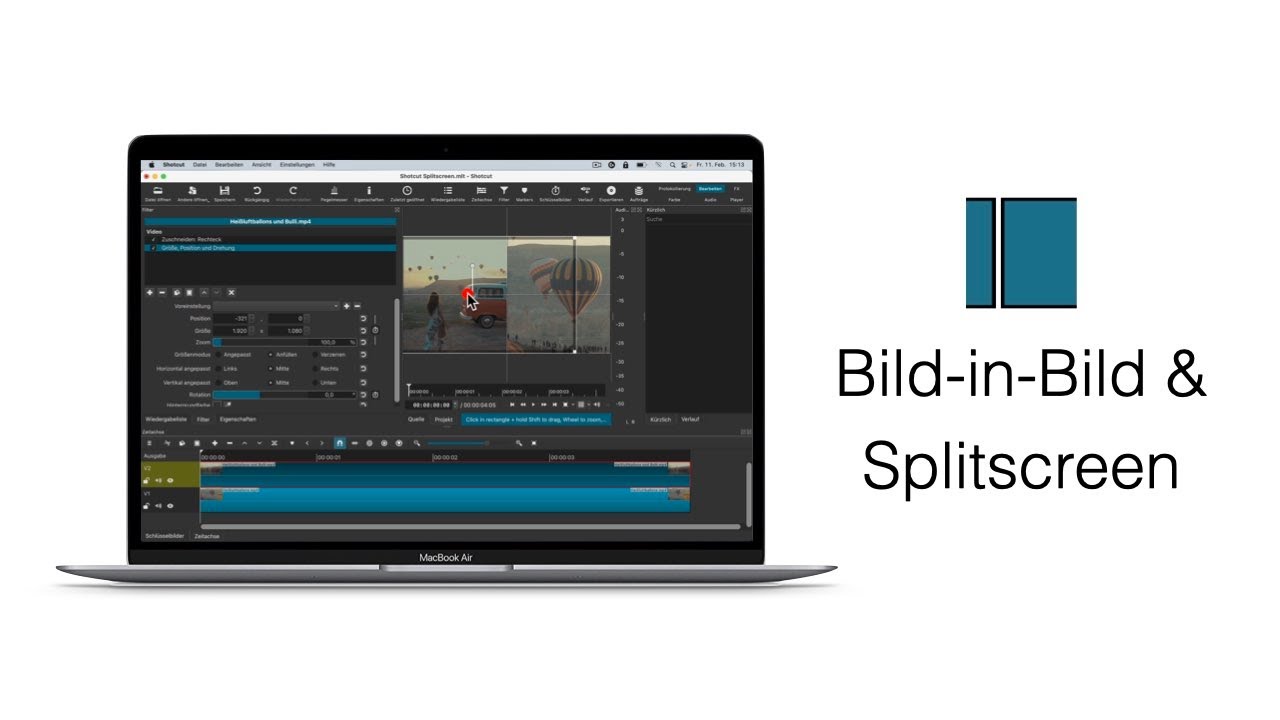 Shotcut Bild in Bild & Splitscreen – einfach erklärt!