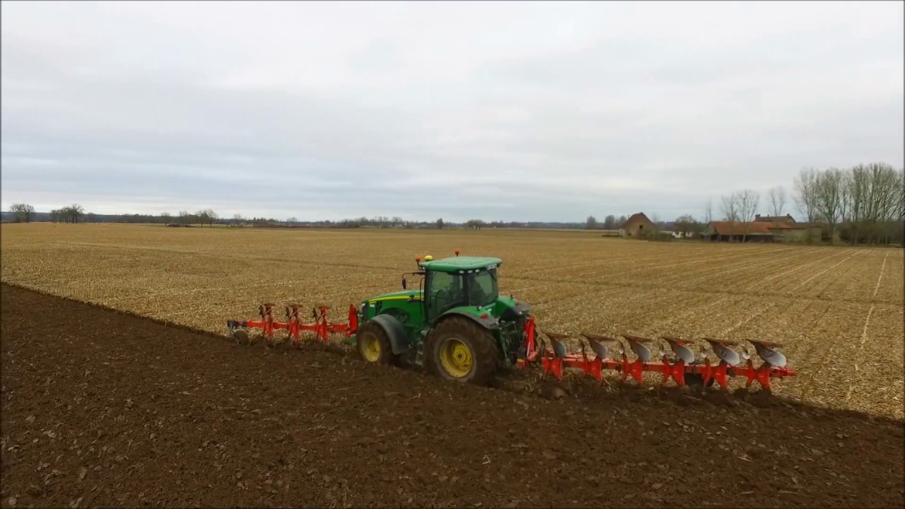[DJI] Labour Ploughing 2016 | JOHN DEERE 8R | Charrue avant KUHN 3 socs | 6 socs arriére