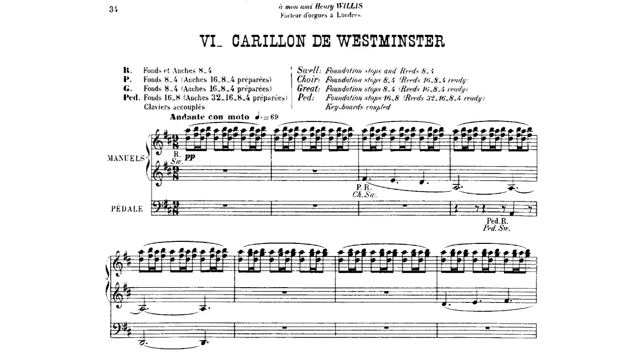 Louis Vierne - Carillon de Westminster (Score Video)