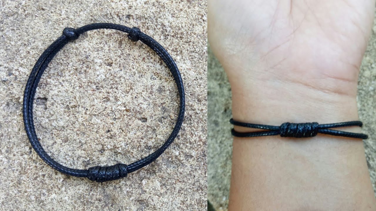 cara membuat gelang tali hitam dengan simpul sederhana