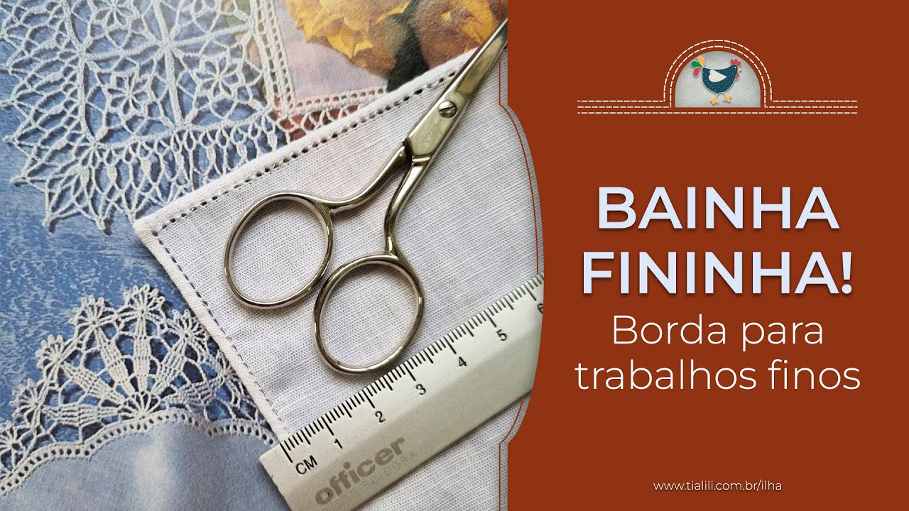BAINHA FININHA com Ponto Paris invertido para panos de prato e outras peças - passo a passo