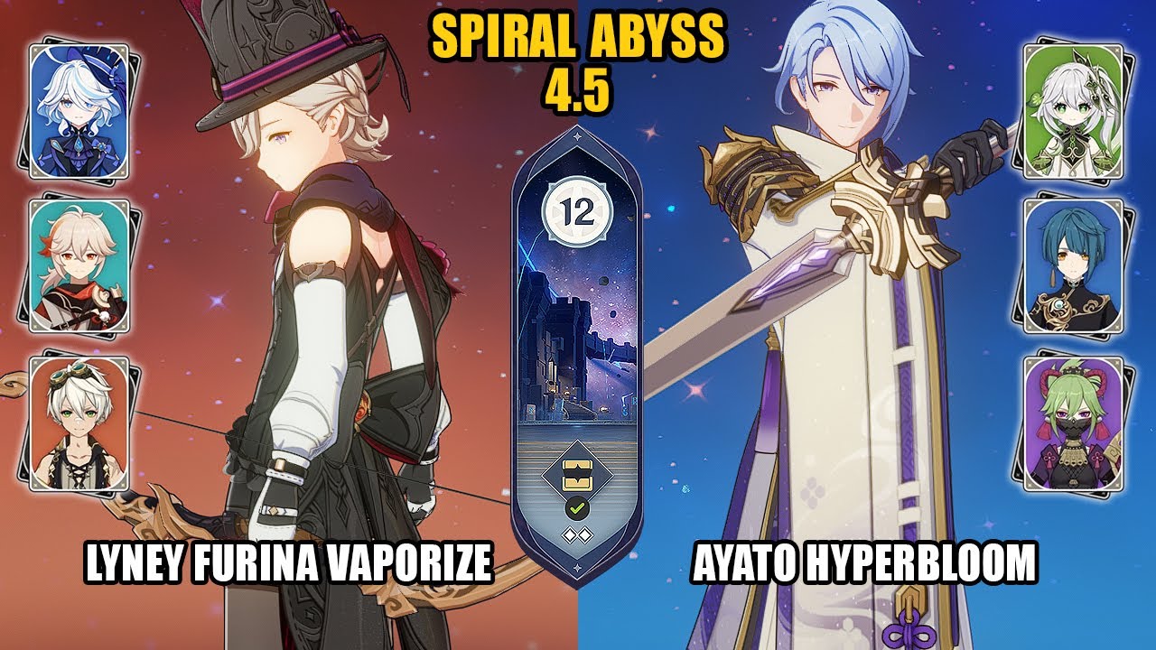 (F2P) Lyney Furina Vaporize & Ayato Hyperbloom | Spiral Abyss 4.5 - Floor 12 | Genshin Impact