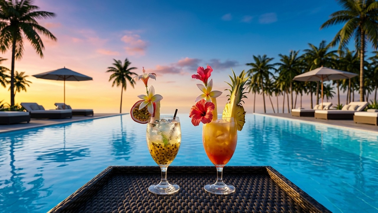 Luxury Tropical Paradise | Sunset Chillout Music & Tranquil Pool Vibes