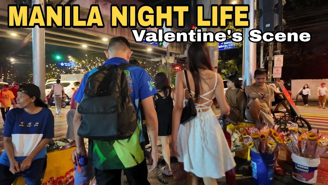 MANILA NIGHT LIFE|CRAZY VALENTINE'S! Street Food & Street Walk in Mayni'LOVE |WalkTour 4K HDR🇵🇭