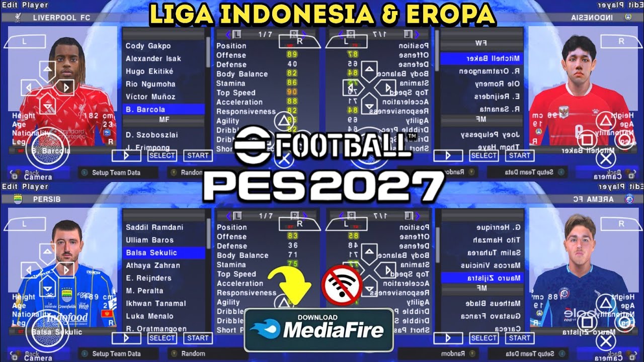 eFootball PES 2026 PSP Android Offline PS5 Camera | eFootball 2027 PPSSPP Full Update & New UCL