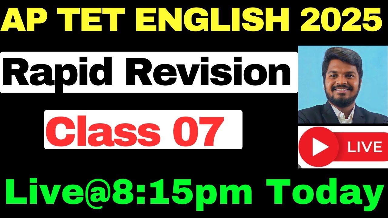 AP TET 2025  ENGLISH LIVE CLASSES🔴LIVE@🔴8.15 PM  RAPID REVISION CLASS -7 EXPLANATION BY SANDEEP SIR