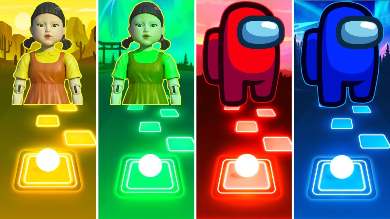 Who Will Win? Squid Game vs Among Us - Tiles Hop EDM Rush Battle!