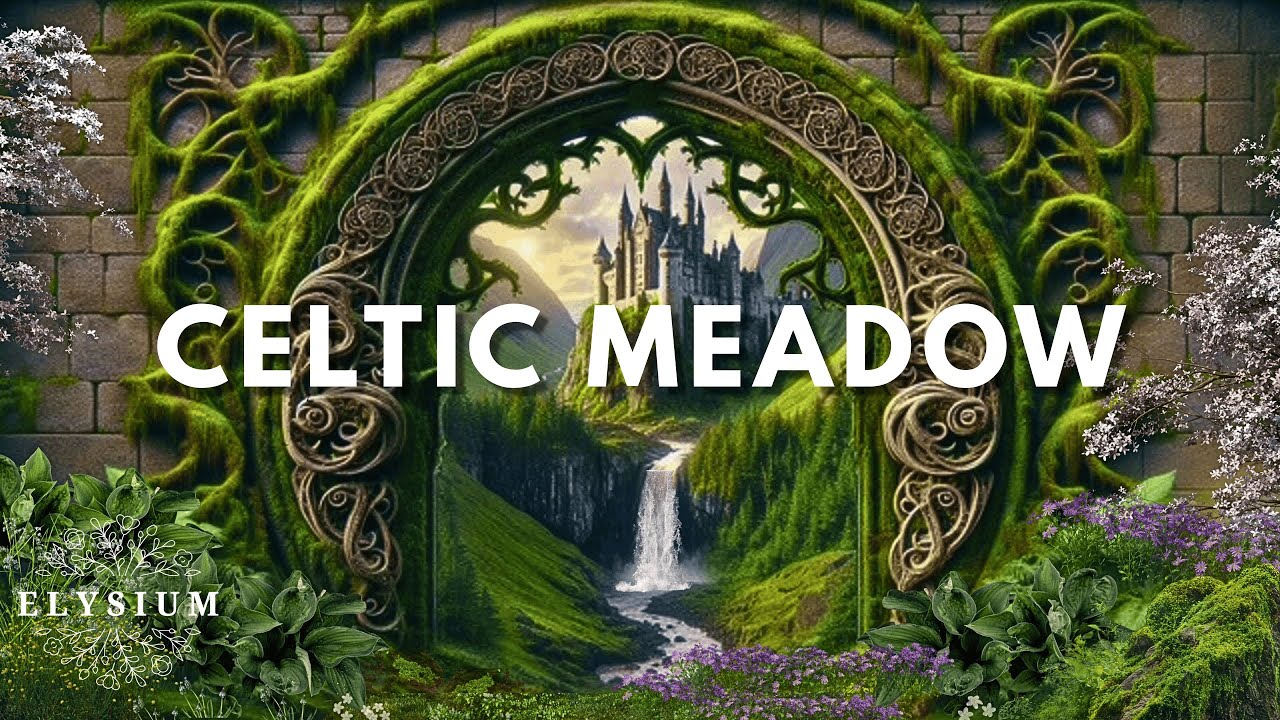 Ancient Celtic Meadow in Spring! Ancient Castle & Gentle Waterfalls / Relaxing Nature Sounds