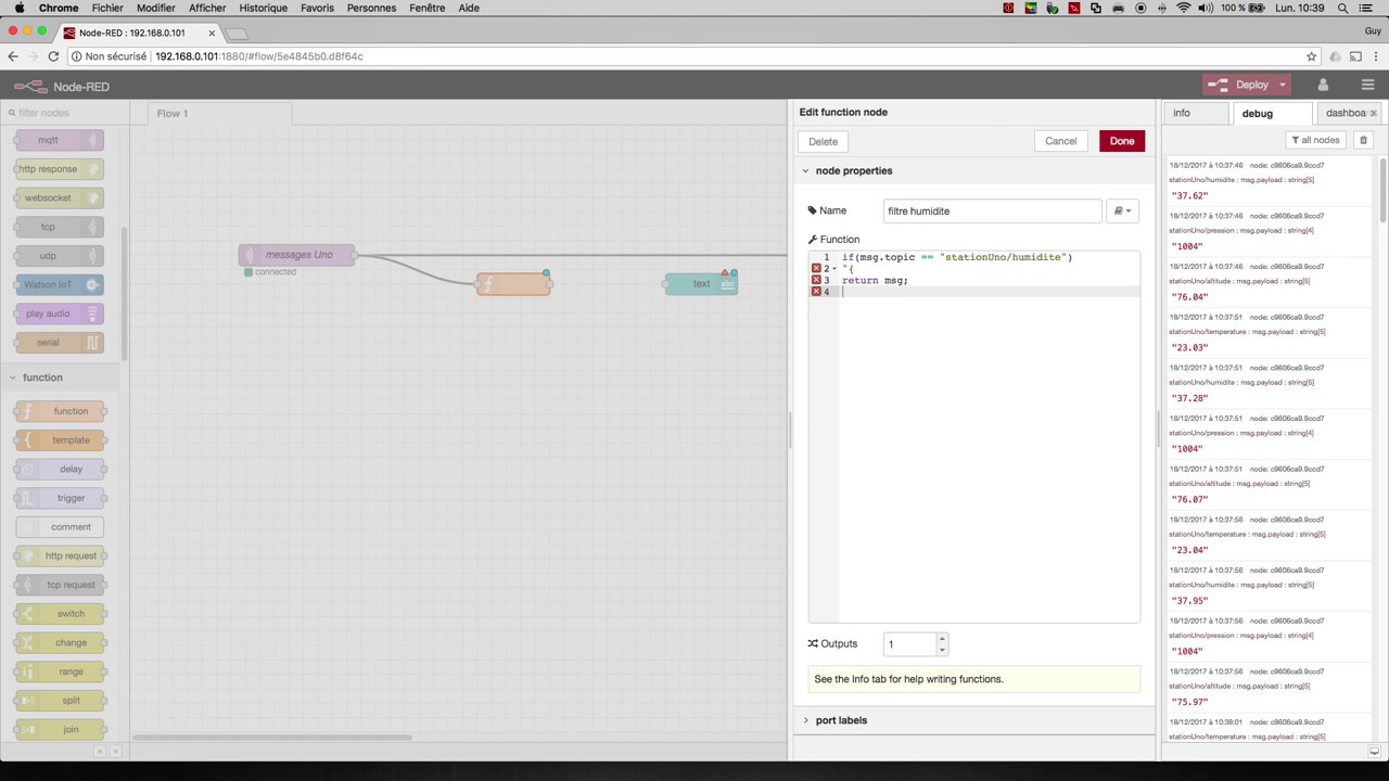 Internet des Objets-Partie 4:Création d'un Dashboard avec Node-RED, MQTT et Raspberry PI