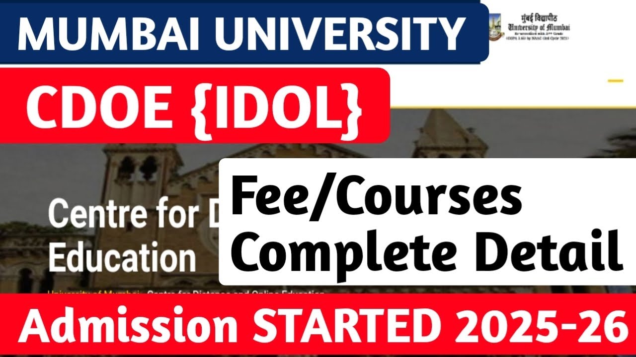Mumbai University  || Courses || Fees | IDOL CDOE Mumbai University || Complete Guidance ||