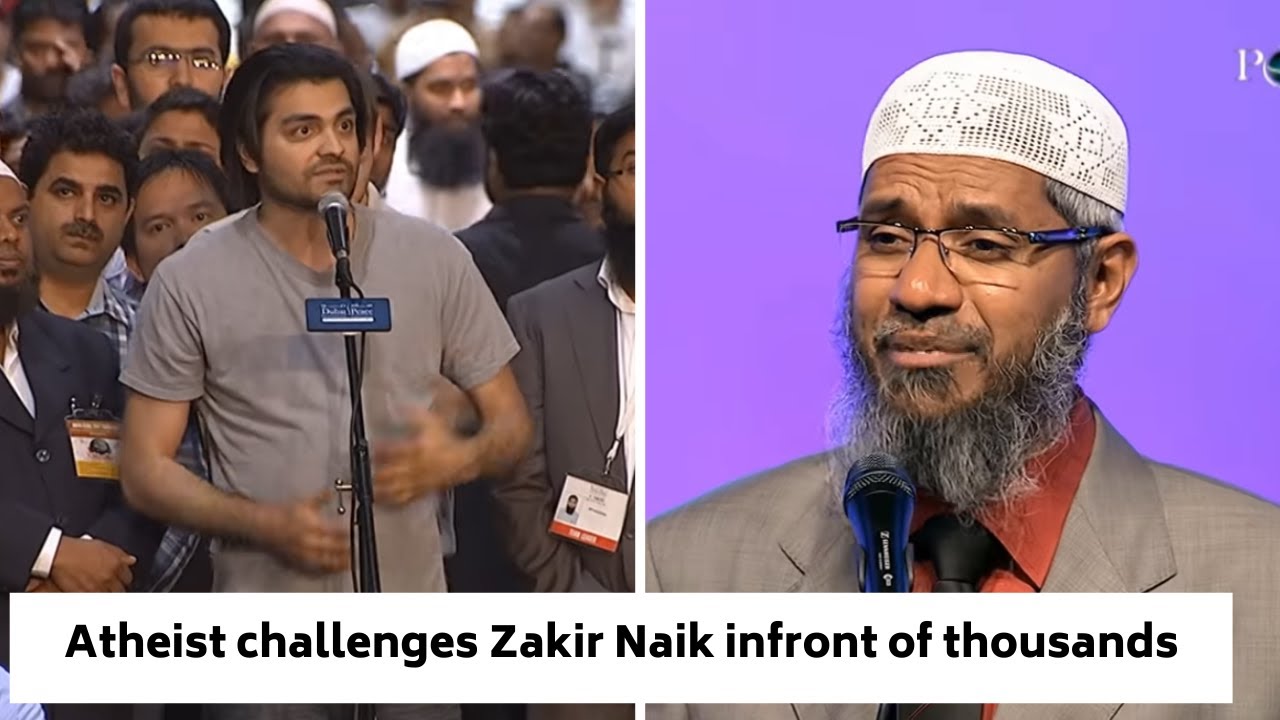 Atheist challenges Zakir Naik live on stage infront of thousands