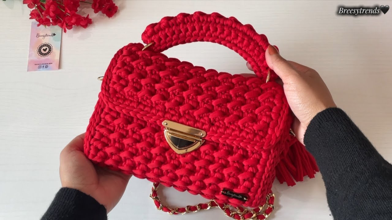 👜BOLSO TEJIDO A CROCHET Moderna y Fácil 🌸 | Tutorial con Trapillo para Principiantes