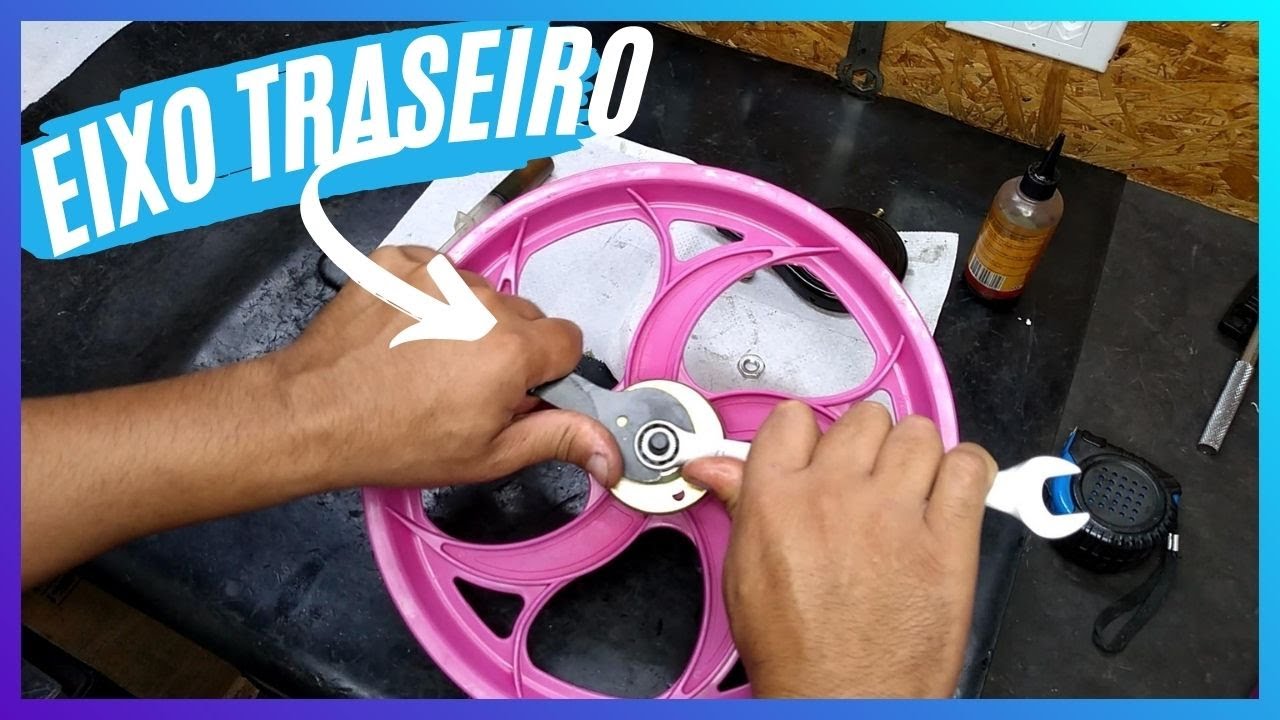 como montar eixo traseiro de 80mm para instalação rodinhas lateral de bicicleta