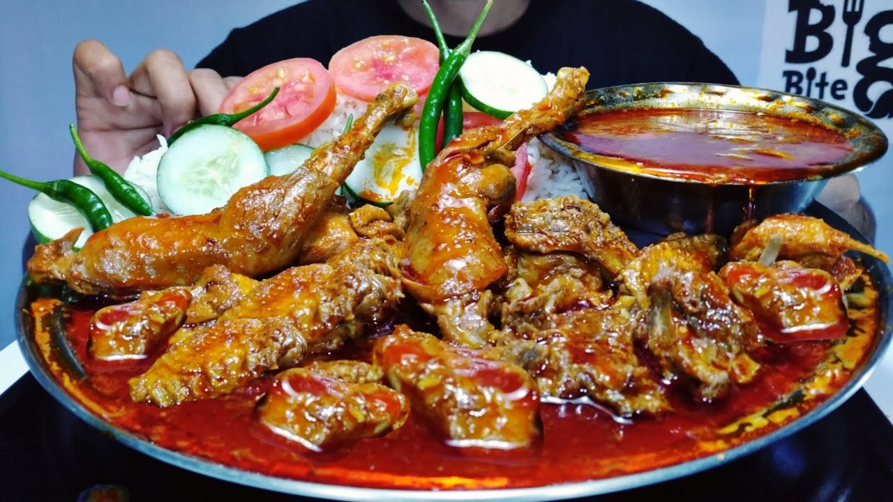 Oh 😳 Mega Sizzling 🥵 Country Chicken Curry With Basmati Rice Eating | Full Lal Lal Oily Murgir Jhol