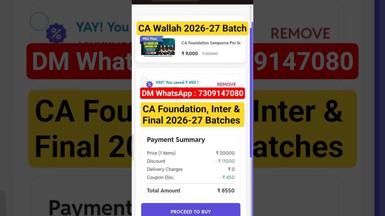 ca foundation sampurna pro batch coupon | pw ca foundation sep 2025 batch | ca wallah sampurna batch
