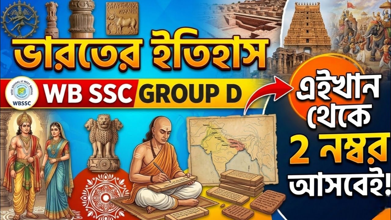 ভারতের ইতিহাস: WB SSC Group D |  Indian history | এইখান থেকে ২ নম্বর আসবেই! #gk #wbgroupd #history 