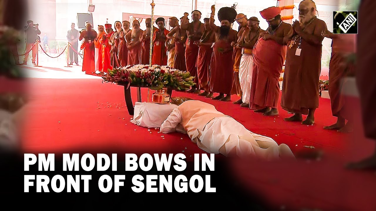 PM Modi bows down in front of Sengol before inauguration of new Parliament building