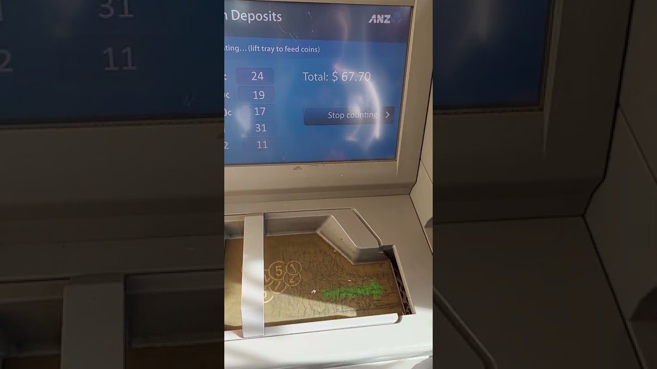 Deposit coins money at ATM machine