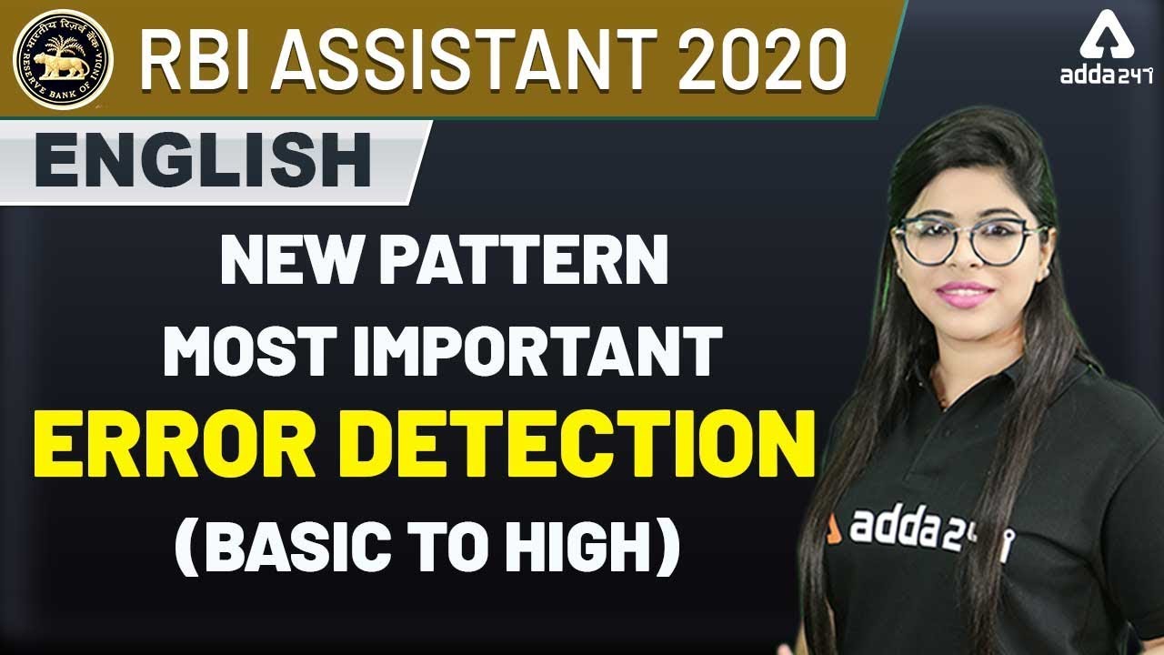 RBI Assistant 2020 | English | New Pattern Most Important Error Detection (Basic to High)